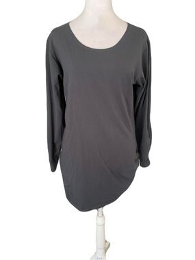 Planet by Lauren G Womens Size 3/14-16 Gray Ruched Long Sleeve Casual Tunic Top